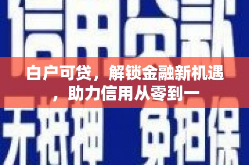 阳春白户可贷，解锁金融新机遇，助力信用从零到一